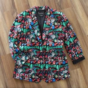 Nicole Miller Silk Christmas Blazer